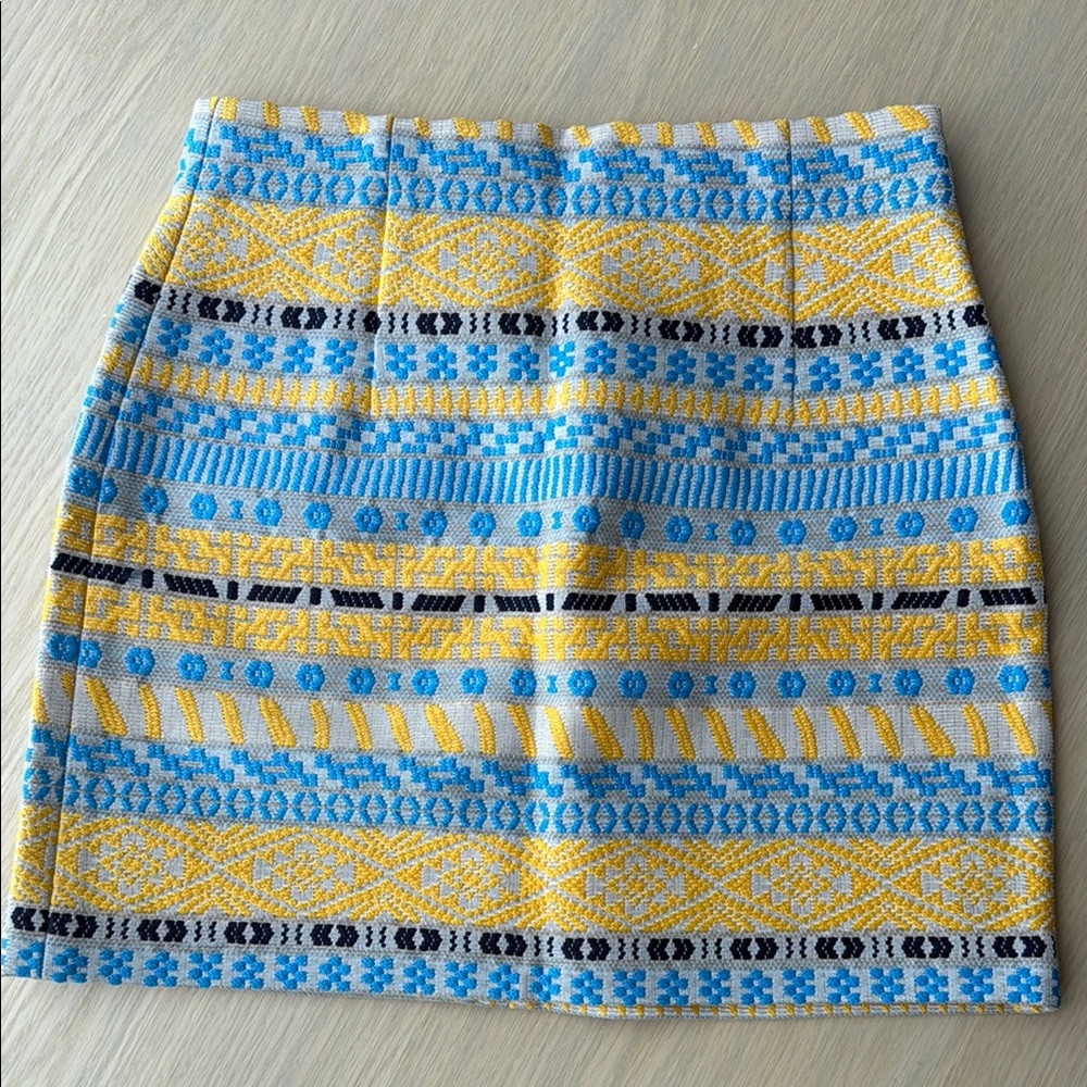 Zara Blue and Yellow Mini Pencil Skirt Cocktail